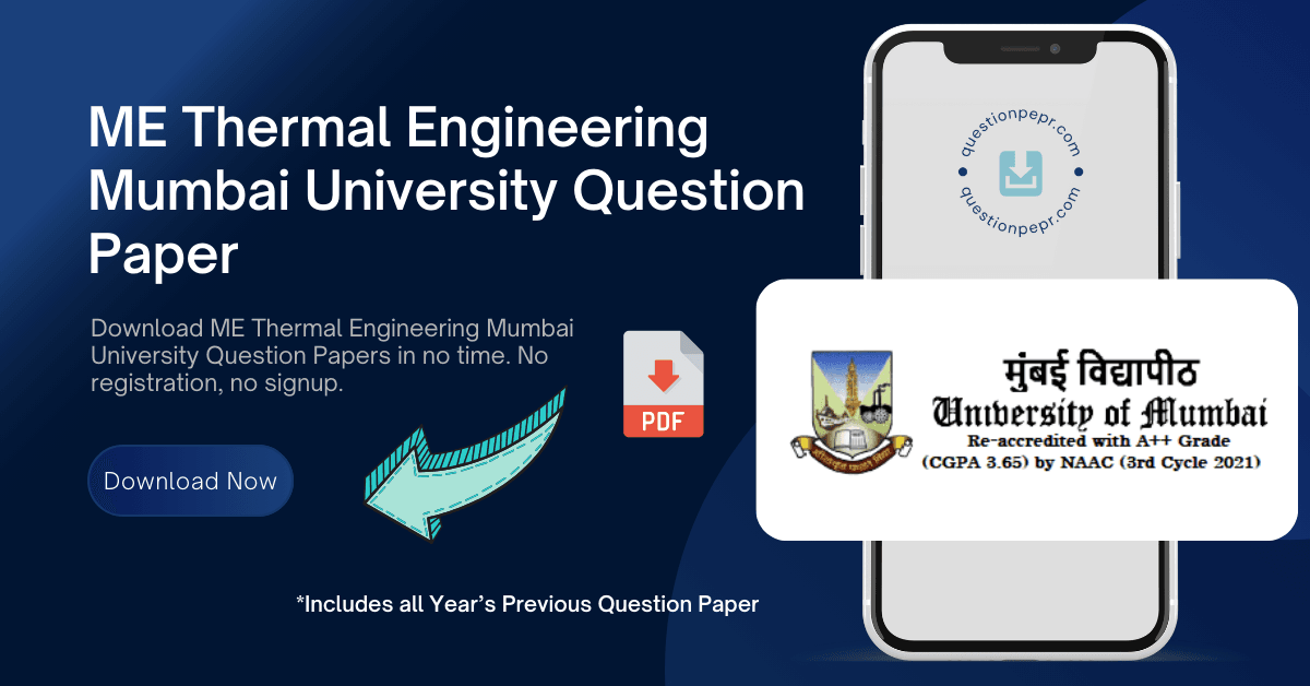 ME Thermal Engineering Mumbai University Question Paper