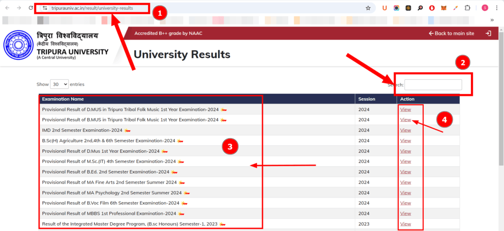 Result of tripura university step by step guide